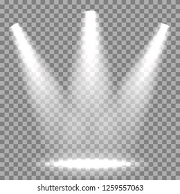 Illuminated spotlight on transparent background – stock vector