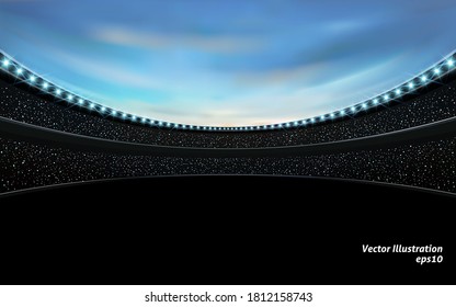 illuminated stadium against the backdrop of a sunset. 3d illustration. vector illustration.