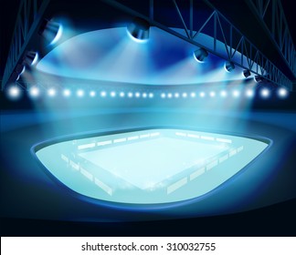 Illuminated Stadium. Vector illustration.