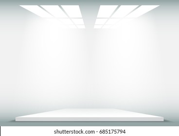 Illuminierte Bühne mit Scheinwerfern, Vektorhintergrund