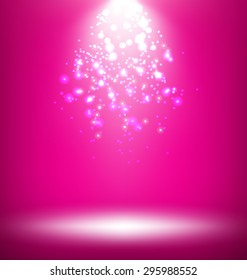 Illuminated Stage with Light Template on Pink Background 