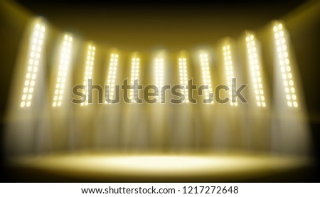 Illuminated stage on the stadium. Vector illustration.