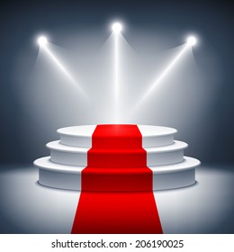 Illuminated stage podium for award ceremony vector illustration 