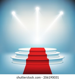Illuminated stage podium for award ceremony vector illustration 