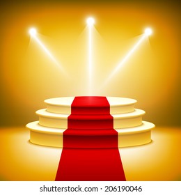 Illuminated stage podium for award ceremony vector illustration 