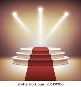 Illuminated stage podium for award ceremony vector illustration 