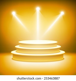 Illuminated stage podium for award ceremony vector