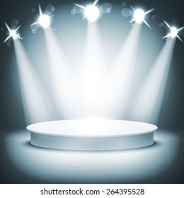 Illuminated stage podium for award ceremony vector illustration art