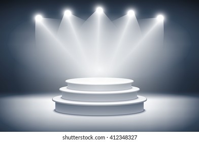 Illuminated stage podium for award ceremony vector illustration art 