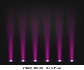 Illuminated stage with purple projector. Abstract vector background
