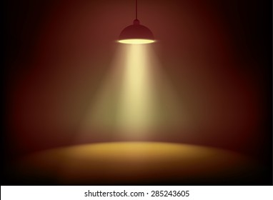 Illuminated stage with scenic lights, vector background