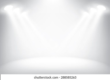 Illuminated stage with scenic lights, vector background