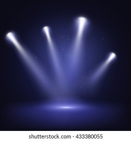 Illuminated stage with scenic lights, vector EPS10