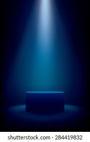 Illuminated stage showcase with scenic lights, vector background