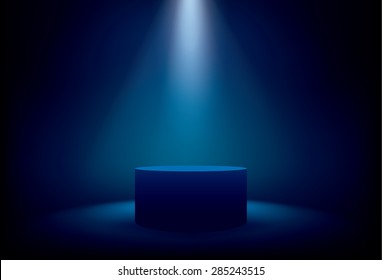 Illuminated stage showcase with scenic lights, vector background