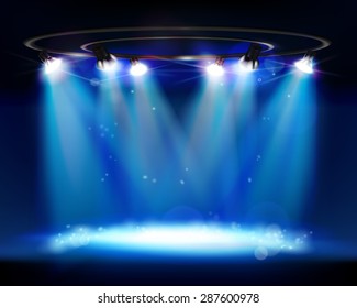 Illuminated stage. Vector illustration.