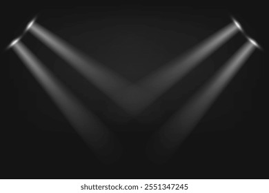 Illuminated stage with white projector. Abstract vector background