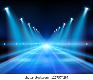 Illuminated street at night. Vector Illustration.