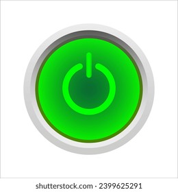Illuminated switch button on white background.
