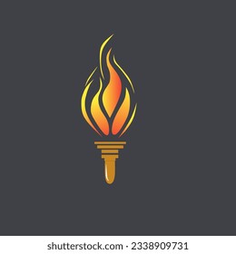Illuminated torch icon vector illustration on black background