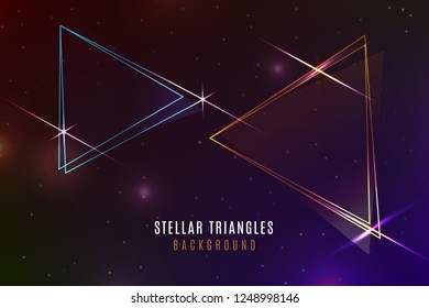 Illuminated Triangles with Light Effects on Dark Background . Isolated Vector Elements