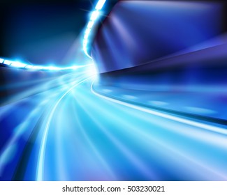 Túnel iluminado. Ilustración vectorial.
