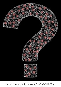   Illuminated vector 2d constellation created from question icon. Sparkle carcass mesh polygonal question. Linear frame 2D mesh in eps10 vector format,