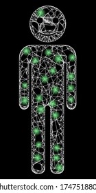   Constelación vectorial iluminada 2d creada a partir del icono de persona feliz. Carcasa espumosa malla persona feliz poligonal.