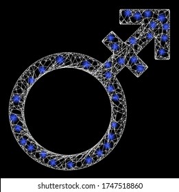  Illuminated vector 2d constellation created from alternate gender symbol icon. Sparkle carcass mesh polygonal alternate gender symbol.