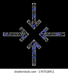   Illuminated vector 2d constellation created from reduce arrows icon. Sparkle carcass mesh polygonal reduce arrows.