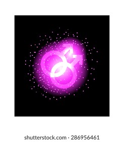 Illuminated vector image of two female gender symbols