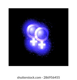 Illuminated vector image of two male gender symbols