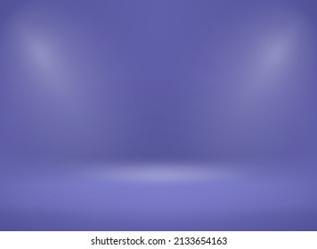 Illuminated very peri color interior with spot lights. Showcase for a product. 3d vector illustration
