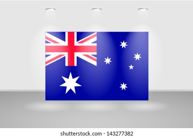 Illuminated wall with the flag of Australia