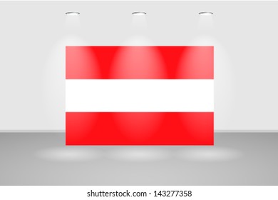 Illuminated wall with the flag of Austria