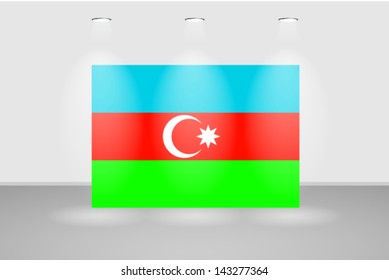 Illuminated wall with the flag of Azerbaijan