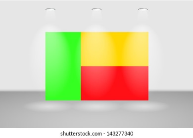 Illuminated wall with the flag of Benin