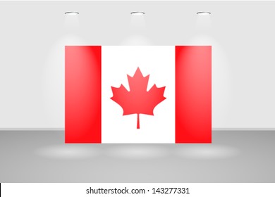 Illuminated wall with the flag of Canada