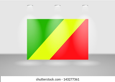 Illuminated wall with the flag of Congo