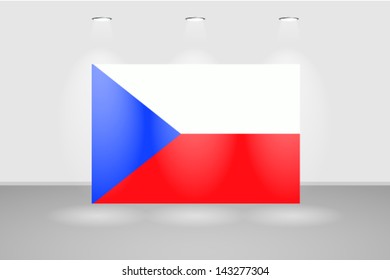 Illuminated wall with the flag of Czech Republic