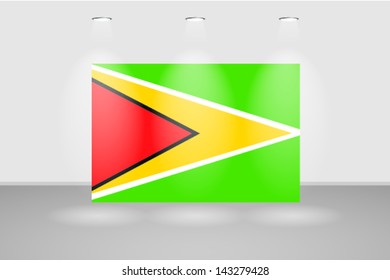Illuminated wall with the flag of Guyana