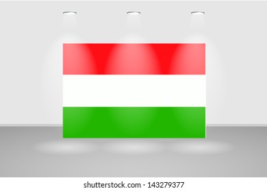 Illuminated wall with the flag of Hungary