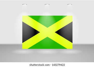 Illuminated wall with the flag of Jamaica