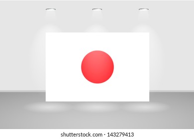 Illuminated wall with the flag of Japan
