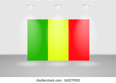Illuminated wall with the flag of Mali