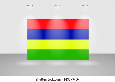 Illuminated wall with the flag of Mauritius