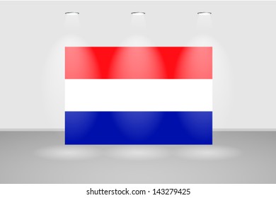Illuminated wall with the flag of Netherlands