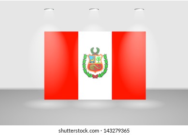 Illuminated wall with the flag of Peru