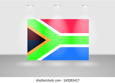Illuminated wall with the flag of South Africa