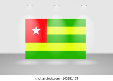 Illuminated wall with the flag of Togo